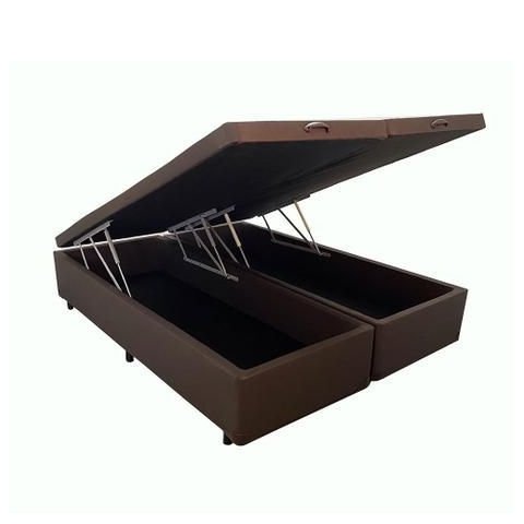 Cama Box Baú King Bipartido Suede Marrom 193x203