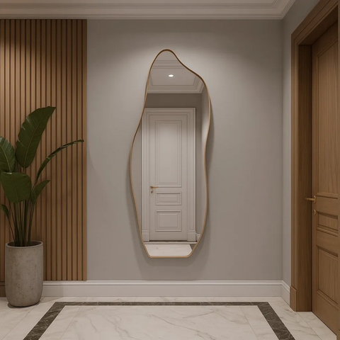 Espelho Orgânico Corpo Inteiro 150cm com Moldura em Alumínio:bronze