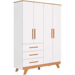Guarda Roupa Infantil Retrô 4 Portas Lisa 3 Gavetas 100% Mdf Móveis Peroba - 2