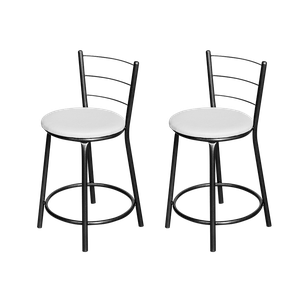 Jogo 2 Banqueta Baixa Para Cozinha Epoxi Craqueada Assento Estofado 