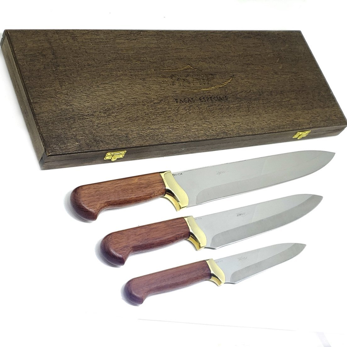 Kit Churrasco e Cozinha Arkhip Trichef 12'' 9'' 6'' Cabo Madeira Caixa