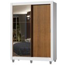 Ver imagem 3 de Guarda-roupa Solteiro Madesa Dallas 2 Portas de Correr com Espelho 2 Gavetas com Pés - Branco/