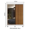 Ver imagem 4 de Guarda-roupa Solteiro Madesa Dallas 2 Portas de Correr com Espelho 2 Gavetas com Pés - Branco/