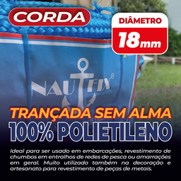 Corda Trançada Pe Virgem S/alma C/aprox. 122 Metros - Azul 18mm - 3