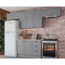 Ver imagem 1 de Kit de Cozinha Modulada 5 Peças Americana (3 Aéreos. 1 Balcão, 1 Complemento) Cinza - Henn