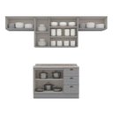 Ver imagem 3 de Kit de Cozinha Modulada 5 Peças Americana (3 Aéreos. 1 Balcão, 1 Complemento) Cinza - Henn