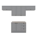 Ver imagem 7 de Kit de Cozinha Modulada 5 Peças Americana (3 Aéreos. 1 Balcão, 1 Complemento) Cinza - Henn