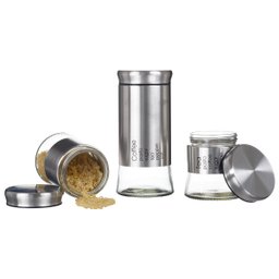 Kit Porta Mantimentos 3 Peça Vidro Organiza Cozinha PMT-001 PGB 3 Peças Prata - 3