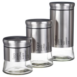 Kit Porta Mantimentos 3 Peça Vidro Organiza Cozinha PMT-001 PGB 3 Peças Prata - 2