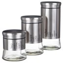 Ver imagem 2 de Kit Porta Mantimentos 3 Peça Vidro Organiza Cozinha PMT-001 PGB 3 Peças Prata