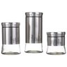 Kit Porta Mantimentos 3 Peça Vidro Organiza Cozinha PMT-001 PGB 3 Peças Prata - 1