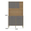 Ver imagem 3 de Armário de Cozinha Compacto Liv 5 Portas 1 Gaveta com Nicho Decorativo 1,20m - Freijó/gris