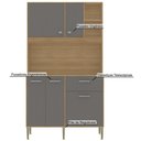 Ver imagem 4 de Armário de Cozinha Compacto Liv 5 Portas 1 Gaveta com Nicho Decorativo 1,20m - Freijó/gris