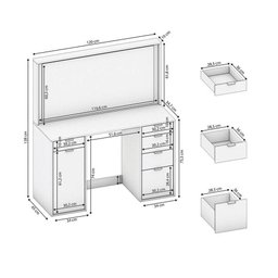 Penteadeira 1 Porta E 5 Gavetas Branco Brilho - 7