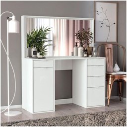 Penteadeira 1 Porta E 5 Gavetas Branco Brilho - 1