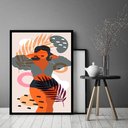 Ver imagem 2 de Quadro Decorativo Abstrato Mulher Tropical - 70x50cm:moldura Preta