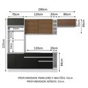 Ver imagem 3 de Armário de Cozinha Completa 290cm Branco/Preto/Rustic Safira Madesa 14