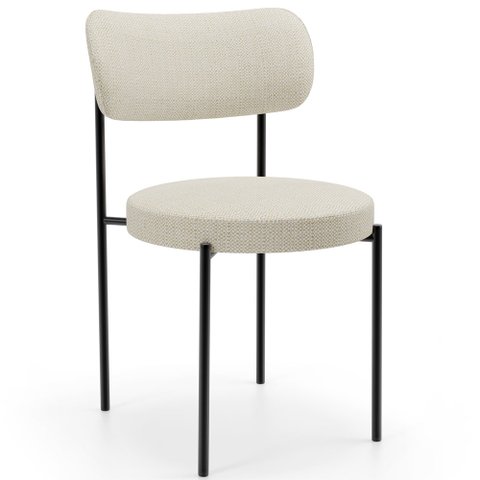Cadeira Decorativa Estofada para Sala de Jantar Louise L02 Linho Champagne - Lyam Decor