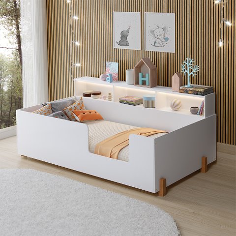 Cama Montessoriana Doçura Juvenil Branca + Acompanha Uma Luminária