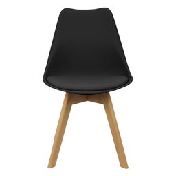 Kit 2 Cadeiras Charles Eames Leda Luisa Saarinen Design Wood Estofada Base Madeira - Preto - 3