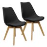 Kit 2 Cadeiras Charles Eames Leda Luisa Saarinen Design Wood Estofada Base Madeira - Preto - 1