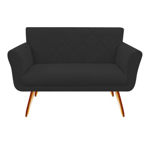 Namoradeira Decorativa Sabrina Suede Preto Pés Madeira Mz Decor