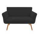 Ver imagem 1 de Namoradeira Decorativa Sabrina Suede Preto Pés Madeira Mz Decor