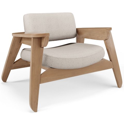 Poltrona Decorativa para Sala Living Concept L02 Nature Linho Cru - Lyam Decor