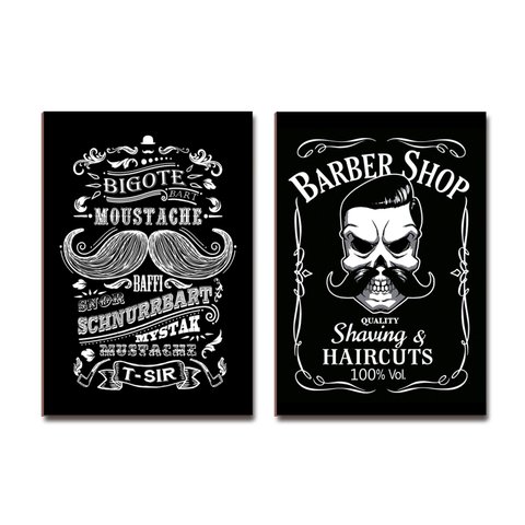 Kit 2 Placas Mdf Quadro Decoração Barbearia Studio 28,7x22cm