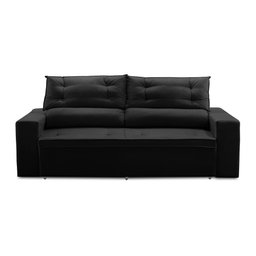 Sofá Retrátil e Reclinável 3 lugares com Molas 1,80m Lais Suede Preto Adonai Estofados - 5
