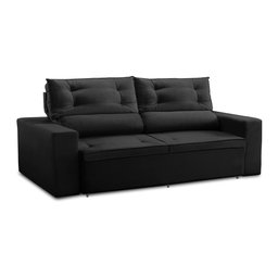 Sofá Retrátil e Reclinável 3 lugares com Molas 1,80m Lais Suede Preto Adonai Estofados - 4