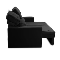 Sofá Retrátil e Reclinável 3 lugares com Molas 1,80m Lais Suede Preto Adonai Estofados - 7