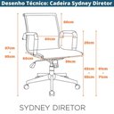 Ver mais imagens de Kit 2 Cadeiras Giratória Office Sydney Diretor Fratini Tela Preta Base Rodízio Aço Cromado