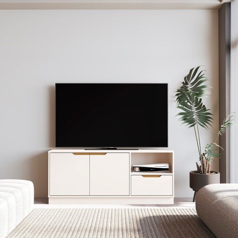 Rack para TV até 55 Polegadas 2 Portas 1 Gaveta 100% MDF 140cm Modular Bege