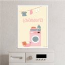 Ver imagem 2 de Quadro Decorativo De Lavanderia 33x24cm - com vidro:Madeira branca