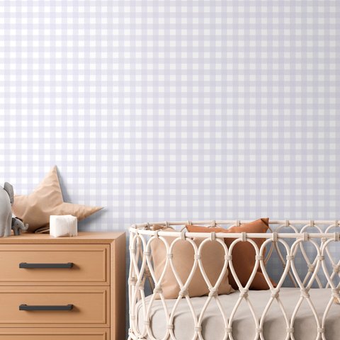 Papel de Parede Infantil Xadrez Vichy Roxo Claro