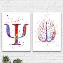 Ver imagem 2 de Kit 2 Quadros Psicologia Símbolo Aquarela 33x24cm:Madeira preta