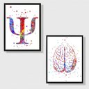 Ver imagem 1 de Kit 2 Quadros Psicologia Símbolo Aquarela 33x24cm:Madeira preta