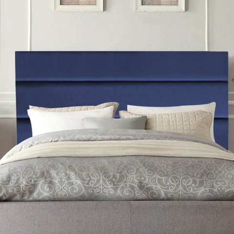 Cabeceira Estofada Cama Box King 195cm Argentina Corino Azul- Mabe Magazine