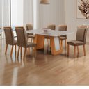 Ver imagem 1 de Mesa de Jantar Carolina 180cm Tampo MDF Vidro Canto Copo com 6 Cadeiras Lorena