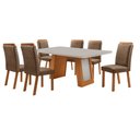 Ver imagem 2 de Mesa de Jantar Carolina 180cm Tampo MDF Vidro Canto Copo com 6 Cadeiras Lorena