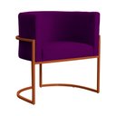 Ver imagem 1 de Poltrona Decorativa Luana Base em Metal Bronze Veludo Cores - DS Estofados Poltrona Luana Roxo