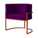 Ver imagem 3 de Poltrona Decorativa Luana Base em Metal Bronze Veludo Cores - DS Estofados Poltrona Luana Roxo