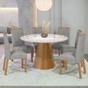 Ver imagem 2 de Mesa de Jantar 6 Lugares Redonda 135cm Base Cone Tampo MDF com Vidro Erimon N01 Ypê Off White - Lyam