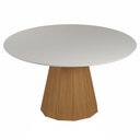 Ver imagem 5 de Mesa de Jantar 6 Lugares Redonda 135cm Base Cone Tampo Mdf com Vidro Erimon N01 Ypê Off White - Lyam