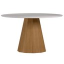 Ver imagem 5 de Mesa de Jantar 6 Lugares Redonda 135cm Base Cone Tampo MDF com Vidro Erimon N01 Ypê Off White - Lyam
