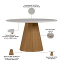 Ver imagem 3 de Mesa de Jantar 6 Lugares Redonda 135cm Base Cone Tampo MDF com Vidro Erimon N01 Ypê Off White - Lyam