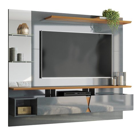 Painel para Tv de até 55" 2 Portas Illume Cinza Perolizado/tauari Toque Bp