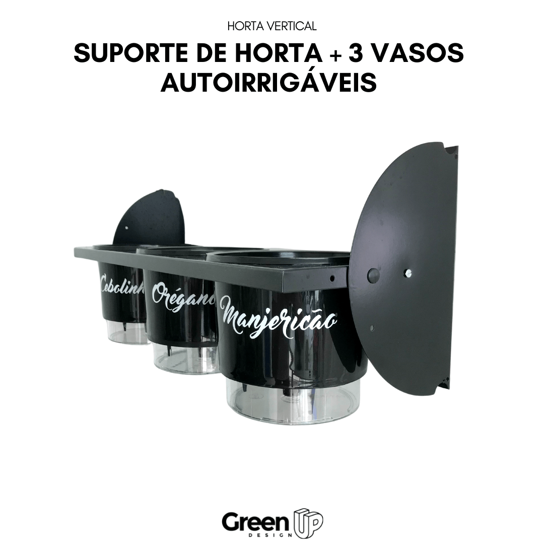 Kit - Horta - 1 Suporte + 3 Vasos Autoirrigáveis Raíz N°3 Greenup Design - 3