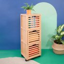 Ver imagem 3 de Gaveteiro Organizador Armário de Bambu Ripado com Rodinhas - Oikos